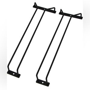 14-Inch Black Under Cabinet Wine Glass Holder Rack, Set of 2